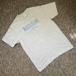 Vintage Anvil Marco Island Florida T Shirt XL Gray Single Stitch Embroidered USA